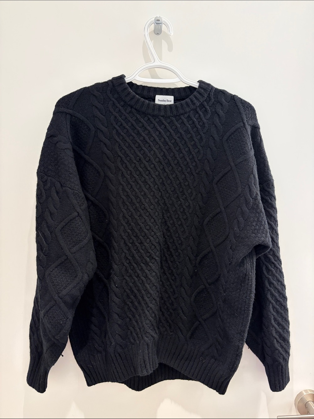 Aritzia Heritage Knit Merino Wool Black Crewneck Sweater
